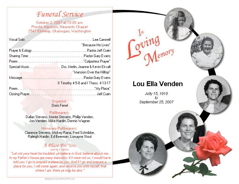 Do It Yourself Funeral Programs